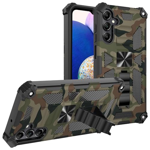 Sawiqpd Kompatibel mit Samsung Galaxy A16 5G / A16 4G Hülle 17 cm (6,7 Zoll), Camouflage-Design, militärische Qualität, weiches TPU, hartes Polycarbonat, robust, stoßfest, mit Ständer, Armeegrün von Sawiqpd