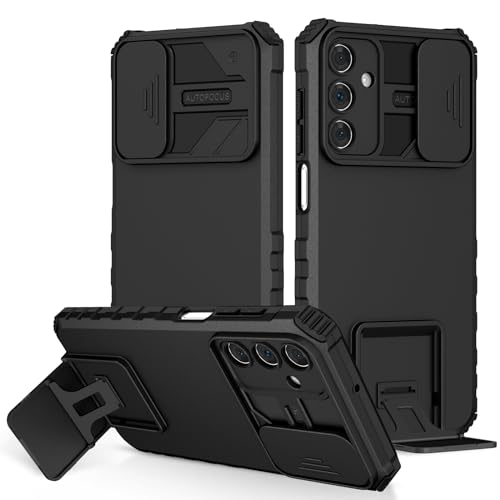 Sawiqpd Schutzhülle für Samsung Galaxy A56 5G mit integriertem Ständer, für Samsung A56 5G, Handyhülle mit Schiebeobjektiv, Kamera-Abdeckung, stoßfest, militärische Qualität, harte Rückseite, Schwarz Sawiqpd Schutzhülle für Samsung Galaxy A56 5G mit integriertem Ständer, für Samsung A56 5G, Handyhülle mit Schiebeobjektiv, Kamera-Abdeckung, stoßfest, militärische Qualität, harte Rückseite, Schwarz von Sawiqpd