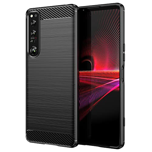 Sony Xperia 1 IV Hülle, Sony Xperia 1 IV Hülle, Ultradünne Kohlefaser Textur Handyhülle Silikon Bumper Weich TPU Gummi Stoßfest Slim Schutzhülle für Sony Xperia 1 IV, Schwarz von Sawiqpd