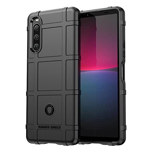 Schutzhülle für Sony Xperia 10 V, stoßfest, dünn, Karbonfaser-Silikon, kratzfeste, weiche TPU-Stoßdämpfer-Schutzhülle, Schwarz von Sawiqpd