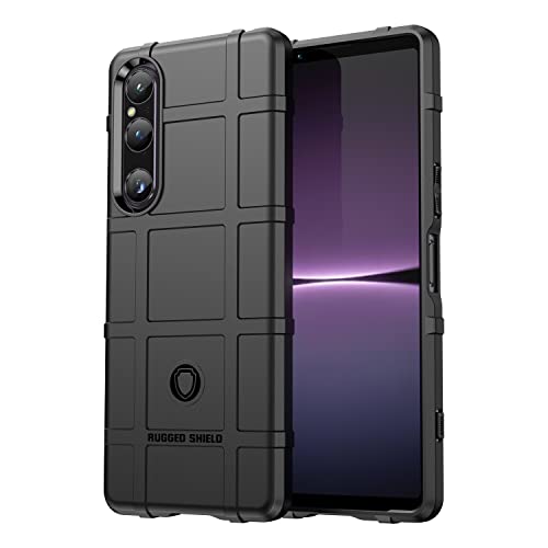 Sawiqpd Schutzhülle für Sony Xperia 1 V 5. Generation, stoßfest, dünn, dünn, Karbonfaser, flexibles Silikon, kratzfest, weiches TPU-Gummi, Stoßschutz, Schwarz von Sawiqpd