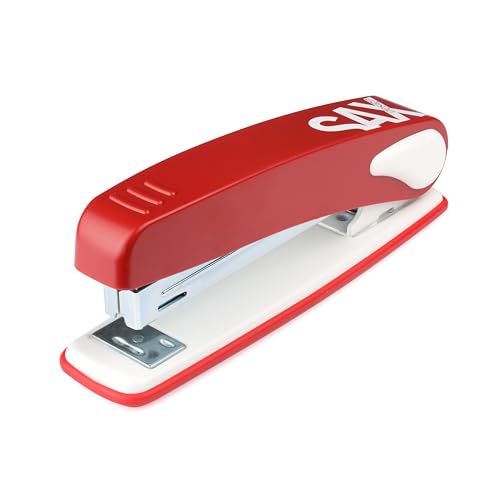 SAX 249 Metallhefter, bis zu 25 Blatt, Robust & Stilvoll, Bewährte Qualität, Ideal für Büro und Schule, Rot von Sax