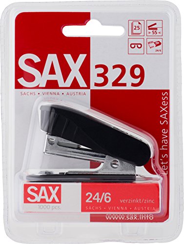 SAX 329 Heftgerät Hefter Beta Line 20 Blatt, inkl. 24/6 Heftklammern, Farbe: Schwarz von Sax