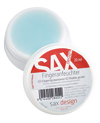 SAX Fingerbefeuchter, Fingeranfeuchter fürs Büro, mit angenehmen Minz Duft, Gylcerinanfeuchter, 20ml, perfekt für Büro und Privat, inkl. Antirutsch-Noppen für sicheren Stand von Sax