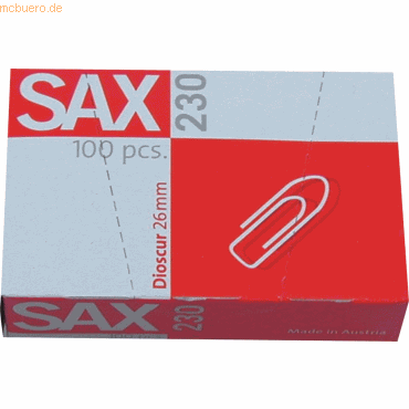 Sax Briefklammern verzinkt 26mm VE=100 Stück von Sax