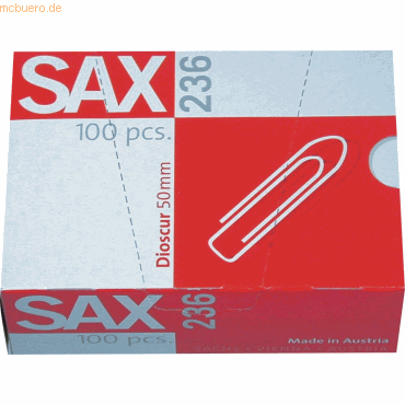 Sax Briefklammern verzinkt 50mm VE=100 Stück von Sax