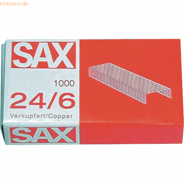 Sax Heftklammern 24/6 verkupfert VE=1000 Stück von Sax