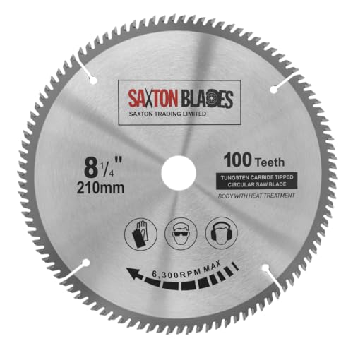 Saxton Fine Cutting TCT Metallsägeblatt Kreissägeblatt, Sägeblatt, 210 mm x 100 T x 25,4 mm Bohrung, passend für Evolution Rage Sägen Saxton Fine Cutting TCT Metallsägeblatt Kreissägeblatt, Sägeblatt, 210 mm x 100 T x 25,4 mm Bohrung, passend für Evolution Rage Sägen von Saxton Blades