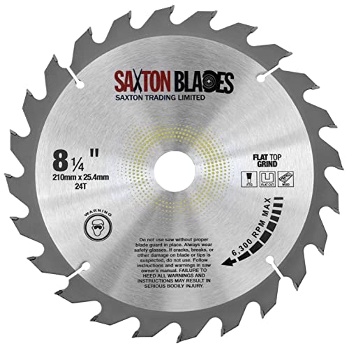 Saxton Kreissägeblatt mit flacher Oberseite, 210 mm x 24 T x 25,4 mm, passend für Evolution Sägen von Saxton Blades