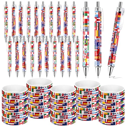 Sayglossy 144 Stück einziehbare Stifte mit internationaler Flagge, Gummi-Armbänder, multikulturell auf der ganzen Welt, Partygeschenke, Dekorationen, internationale Geburtstagsparty, Bürobedarf Sayglossy 144 Stück einziehbare Stifte mit internationaler Flagge, Gummi-Armbänder, multikulturell auf der ganzen Welt, Partygeschenke, Dekorationen, internationale Geburtstagsparty, Bürobedarf von Sayglossy