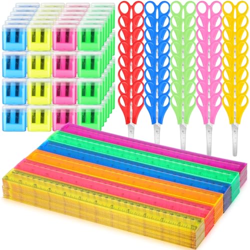 Sayglossy 240-teiliges Schulbedarf-Set für Kinder, enthält 30,5 cm Kunststoff-Lineale, Studenten, Schere, Bleistiftspitzer für Klassenzimmer, Schule, Büro, Schreibtischzubehör, mehrfarbig Sayglossy 240-teiliges Schulbedarf-Set für Kinder, enthält 30,5 cm Kunststoff-Lineale, Studenten, Schere, Bleistiftspitzer für Klassenzimmer, Schule, Büro, Schreibtischzubehör, mehrfarbig von Sayglossy