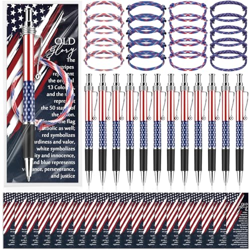 Sayglossy 60 Stück Gedenktag-Souvenirs, Geschenke, 20 Kugelschreiber mit amerikanischer Flagge, 20 Seilarmbänder und 20 patriotische Lesezeichen in den USA, Patriot, Geschenk für Ausländer, Veteranen Sayglossy 60 Stück Gedenktag-Souvenirs, Geschenke, 20 Kugelschreiber mit amerikanischer Flagge, 20 Seilarmbänder und 20 patriotische Lesezeichen in den USA, Patriot, Geschenk für Ausländer, Veteranen von Sayglossy