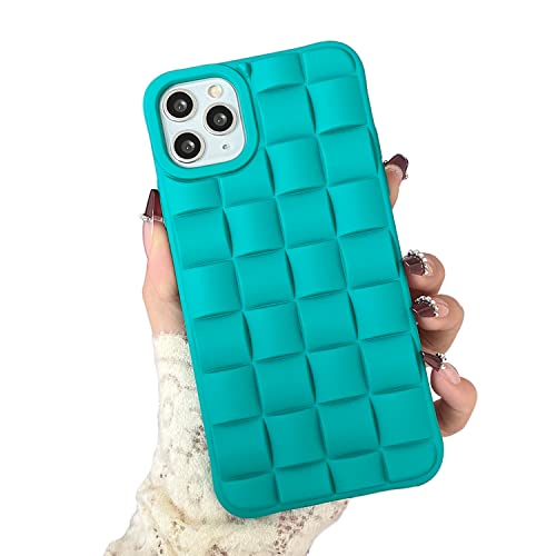 Sayoaho Kompatible iPhone 12/12 Pro Hülle, niedliche 3D Plaid Design Hülle Weich TPU Vollschutz Stoßfeste Hülle für Frauen Grils (Blaugrün) von Sayoaho