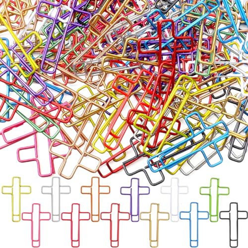 Saypacck Büroklammern, 3,5 x 2,3 cm, mehrfarbig, niedliche Büroklammern, Tagebuchzubehör, für Lesezeichen, Studium, Geschenke (Kreuz), 100 Stück, Bunt, (LIE-Saypacck-0096) von Saypacck