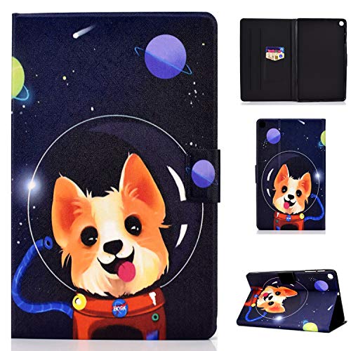 Sbaicen Hülle für Samsung Galaxy Tab A 8.0 Zoll 2019 (SM-T290 / SM-T295), PU-Ledermaterial Cover, Tablet Schutzhülle mit Kartenschlitz und Standfunktion - Weltraumhund von Sbaicen