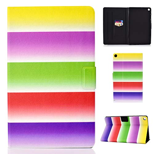Sbaicen Samsung Galaxy Tab A 10.1 Zoll 2019 Hülle (SM-T510/ SM-T515), PU Leder Flip Case Cover , Tablet Schutzhülle mit Standfunktion und Kartensteckplatz - Regenbogenfarben von Sbaicen