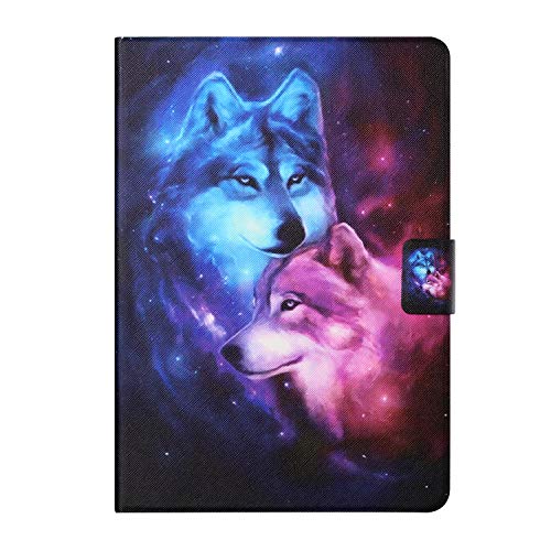 Sbaicen Samsung Galaxy Tab A 10.1 Zoll 2019 Hülle (SM-T510/ SM-T515),PU Leder Flip Case Cover , Tablet Schutzhülle mit Standfunktion und Kartensteckplatz - Liebhaber Wolf von Sbaicen