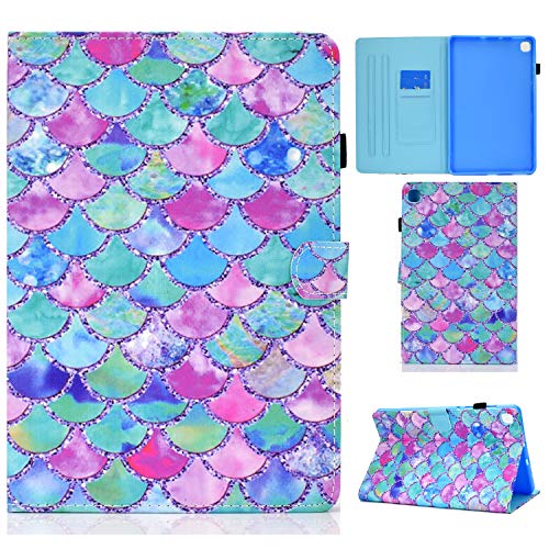 Sbaicen iPad Mini Hülle， für Mini1/Mini2/Mini3/Mini4/Mini5, PU Leder Flip Case Cover , Tablet Schutzhülle mit Standfunktion und Kartensteckplatz - Fischschuppen von Sbaicen