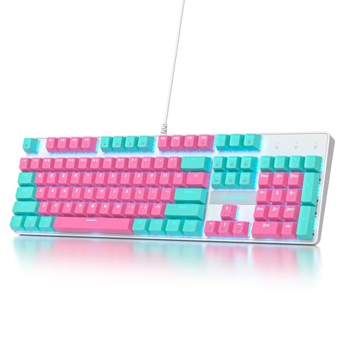 SbocKeeb Full Size Mechanische Gaming Tastatur 104 Tasten with Nummernblock,Kabelgebundene RGB LED Tastatur mit Rote Schaltern, Anti-Ghosting QWERTY Amerikanische Layout V200-Miami SbocKeeb Full Size Mechanische Gaming Tastatur 104 Tasten with Nummernblock,Kabelgebundene RGB LED Tastatur mit Rote Schaltern, Anti-Ghosting QWERTY Amerikanische Layout V200-Miami von SbocKeeb
