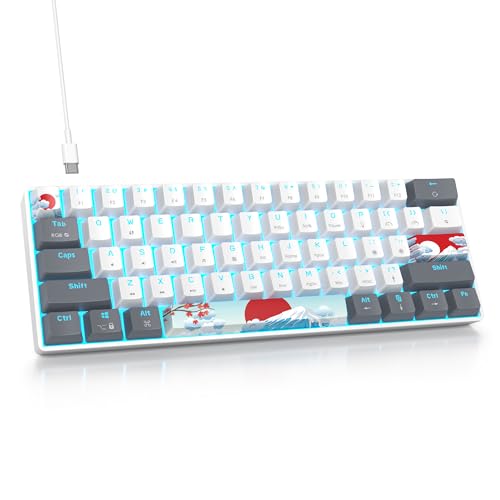SbocKeeb Gaming Tastatur 60 Prozent, Wired RGB Mechanische Tastatur America QWERTY, Compact Mini 61 Tasten USB Tastatur mit Linear Red Switch Anti-Ghosting für PC Gamer Typist（GS61 RGB-61 White） von SbocKeeb