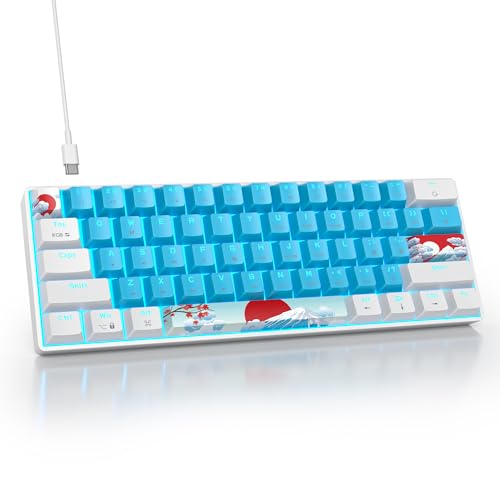 SbocKeeb Gaming Tastatur 60 Prozent, Wired RGB Mechanische Tastatur America QWERTY, Mini 61 Tasten USB Tastatur Anti-Ghosting für PC Gamer Typist（GS61 RGB-61 Blue） von SbocKeeb