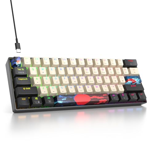 SbocKeeb Gaming Tastatur 60 Prozent, Wired RGB Mechanische Tastatur America QWERTY, Mini 61 Tasten USB Tastatur Anti-Ghosting für PC Gamer Typist（GS61 RGB-61 Carbon） von SbocKeeb
