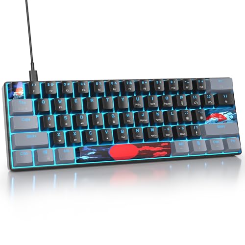 SbocKeeb Gaming Tastatur 60 Prozent, Wired RGB Mechanische Tastatur America QWERTY, Mini 61 Tasten USB Tastatur Anti-Ghosting für PC Gamer Typist（GS61 RGB-61 Dark） von SbocKeeb
