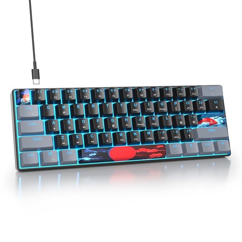 SbocKeeb Gaming Tastatur 60 Prozent, Wired RGB Mechanische Tastatur America QWERTY, Mini 61 Tasten USB Tastatur Anti-Ghosting für PC Gamer Typist（GS61 RGB-61 Dark/Blue Switch） von SbocKeeb