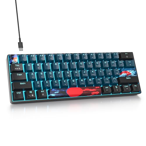 SbocKeeb Gaming Tastatur 60 Prozent, Wired RGB Mechanische Tastatur America QWERTY, Mini 61 Tasten USB Tastatur Anti-Ghosting für PC Gamer Typist（GS61 RGB-61 Monster） von SbocKeeb