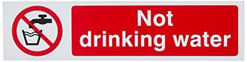 Centurion Schild „Not Drinking Water", selbstklebend, PVC, 200 mm x 50 mm, englische Version von Scan