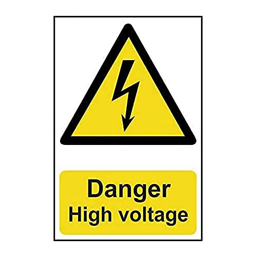 Englisches Warnschild „Danger High Voltage", selbstklebend, PVC, 200 x 300 mm von Scan