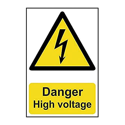 Englisches Warnschild „Danger High Voltage", selbstklebend, PVC, 200 x 300 mm von Scan