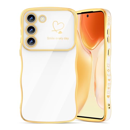 ScandiCasis Handyhülle für Samsung Galaxy S22, Wellen Herz Muster Hülle Silikon Stoßfest Schutzhülle Kameraschutz Protective Phone Case für Mädchen Frauen, Weiß ScandiCasis Handyhülle für Samsung Galaxy S22, Wellen Herz Muster Hülle Silikon Stoßfest Schutzhülle Kameraschutz Protective Phone Case für Mädchen Frauen, Weiß von ScandiCasis