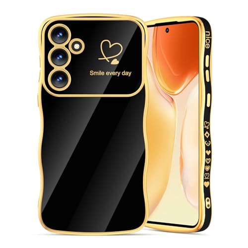 ScandiCasis Handyhülle für Samsung Galaxy S24 FE, Wellen Herz Muster Hülle Silikon Stoßfest Schutzhülle Kameraschutz Protective Phone Case für Mädchen Frauen, Schwarz ScandiCasis Handyhülle für Samsung Galaxy S24 FE, Wellen Herz Muster Hülle Silikon Stoßfest Schutzhülle Kameraschutz Protective Phone Case für Mädchen Frauen, Schwarz von ScandiCasis
