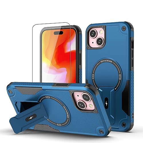 ScandiCasis Handyhülle für iPhone 15 Plus Hülle mit Schutzfolie, Robuste Schutzhülle mit Eingebautem Magnetischem Kickstand von ScandiCasis