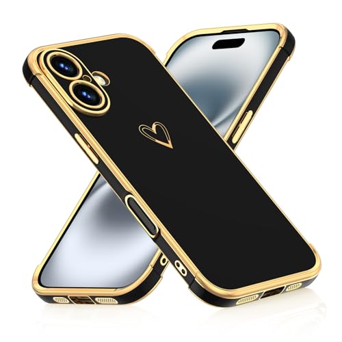 ScandiCasis Handyhülle für iPhone 16, Herz Muster Hülle Soft TPU Silikon Dünn Stoßfest Schutzhülle Protective Phone Case für Mädchen Frauen, Schwarz ScandiCasis Handyhülle für iPhone 16, Herz Muster Hülle Soft TPU Silikon Dünn Stoßfest Schutzhülle Protective Phone Case für Mädchen Frauen, Schwarz von ScandiCasis