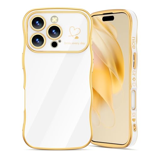 ScandiCasis Handyhülle für iPhone 16 Pro, Wellen Herz Muster Hülle Silikon Stoßfest Schutzhülle Kameraschutz Protective Phone Case für Mädchen Frauen, Weiß ScandiCasis Handyhülle für iPhone 16 Pro, Wellen Herz Muster Hülle Silikon Stoßfest Schutzhülle Kameraschutz Protective Phone Case für Mädchen Frauen, Weiß von ScandiCasis