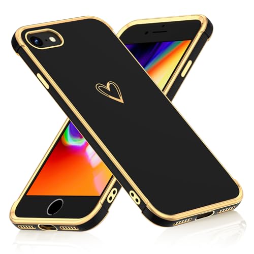 ScandiCasis Handyhülle für iPhone 7/8/SE 2020/SE 2022, Herz Muster Hülle Soft TPU Silikon Dünn Stoßfest Schutzhülle Protective Phone Case für Mädchen Frauen, Schwarz ScandiCasis Handyhülle für iPhone 7/8/SE 2020/SE 2022, Herz Muster Hülle Soft TPU Silikon Dünn Stoßfest Schutzhülle Protective Phone Case für Mädchen Frauen, Schwarz von ScandiCasis