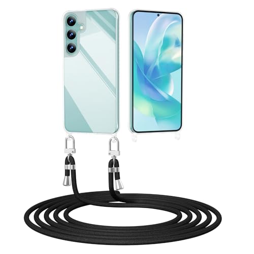 ScandiCasis Handyhülle mit Band für Samsung Galaxy A15, Transparent Handyhülle mit Band Stoßfest Schutzhülle Necklace Phone Case, Schwarz ScandiCasis Handyhülle mit Band für Samsung Galaxy A15, Transparent Handyhülle mit Band Stoßfest Schutzhülle Necklace Phone Case, Schwarz von ScandiCasis