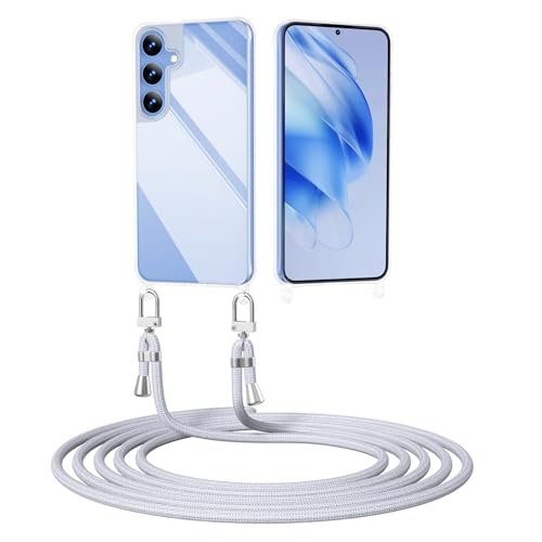 ScandiCasis Handyhülle mit Band für Samsung Galaxy A16, Transparent Handyhülle mit Band Stoßfest Schutzhülle Necklace Phone Case, Silber ScandiCasis Handyhülle mit Band für Samsung Galaxy A16, Transparent Handyhülle mit Band Stoßfest Schutzhülle Necklace Phone Case, Silber von ScandiCasis
