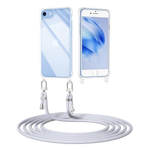 ScandiCasis Handyhülle mit Band für iPhone 16e, Transparent Handyhülle mit Band Stoßfest Schutzhülle Necklace Phone Case, Silber ScandiCasis Handyhülle mit Band für iPhone 16e, Transparent Handyhülle mit Band Stoßfest Schutzhülle Necklace Phone Case, Silber von ScandiCasis