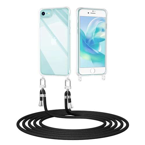 ScandiCasis Handyhülle mit Band für iPhone 7/8/SE 2020/SE 2022, Transparent Handyhülle mit Band Stoßfest Schutzhülle Necklace Phone Case, Schwarz ScandiCasis Handyhülle mit Band für iPhone 7/8/SE 2020/SE 2022, Transparent Handyhülle mit Band Stoßfest Schutzhülle Necklace Phone Case, Schwarz von ScandiCasis