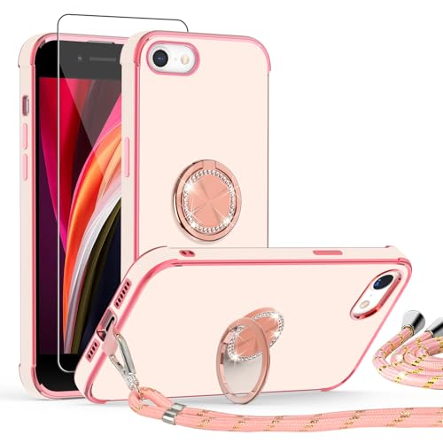 ScandiCasis Handykette Hülle für iPhone 7/8/SE 2020/SE 2022 mit Band und Schutzfolie, Stoßfeste, Love Design Galvanik Silikon Case Bumper mit Kordel und Ring Ständer,Rosa ScandiCasis Handykette Hülle für iPhone 7/8/SE 2020/SE 2022 mit Band und Schutzfolie, Stoßfeste, Love Design Galvanik Silikon Case Bumper mit Kordel und Ring Ständer,Rosa von ScandiCasis