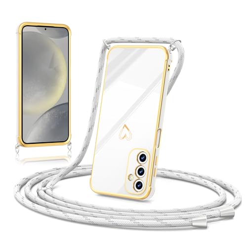 ScandiCasis Handykette Hülle mit Band für Samsung Galaxy S25, Herz Muster Soft TPU Silikon Handyhülle Stoßfest Schutzhülle Protective Phone Case für Mädchen Frauen, Weiß ScandiCasis Handykette Hülle mit Band für Samsung Galaxy S25, Herz Muster Soft TPU Silikon Handyhülle Stoßfest Schutzhülle Protective Phone Case für Mädchen Frauen, Weiß von ScandiCasis