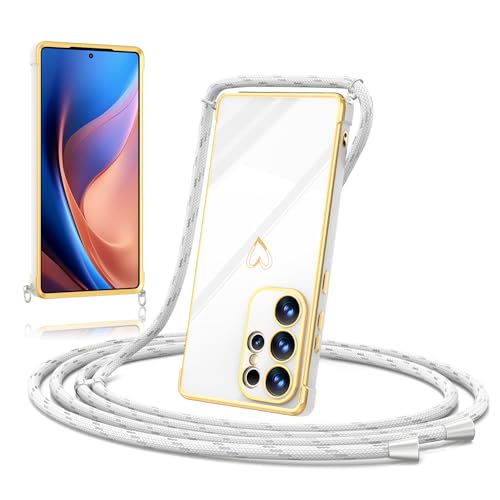 ScandiCasis Handykette Hülle mit Band für Samsung Galaxy S25 Ultra, Herz Muster Soft TPU Silikon Handyhülle Stoßfest Schutzhülle Protective Phone Case für Mädchen Frauen, Weiß ScandiCasis Handykette Hülle mit Band für Samsung Galaxy S25 Ultra, Herz Muster Soft TPU Silikon Handyhülle Stoßfest Schutzhülle Protective Phone Case für Mädchen Frauen, Weiß von ScandiCasis