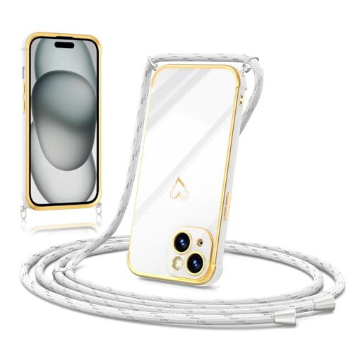 ScandiCasis Handykette Hülle mit Band für iPhone 13, Herz Muster Soft TPU Silikon Handyhülle Stoßfest Schutzhülle Protective Phone Case für Mädchen Frauen, Weiß ScandiCasis Handykette Hülle mit Band für iPhone 13, Herz Muster Soft TPU Silikon Handyhülle Stoßfest Schutzhülle Protective Phone Case für Mädchen Frauen, Weiß von ScandiCasis