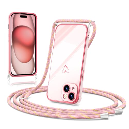 ScandiCasis Handykette Hülle mit Band für iPhone 13 Mini, Herz Muster Soft TPU Silikon Handyhülle Stoßfest Schutzhülle Protective Phone Case für Mädchen Frauen, Rosa ScandiCasis Handykette Hülle mit Band für iPhone 13 Mini, Herz Muster Soft TPU Silikon Handyhülle Stoßfest Schutzhülle Protective Phone Case für Mädchen Frauen, Rosa von ScandiCasis