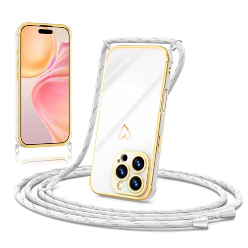 ScandiCasis Handykette Hülle mit Band für iPhone 16 Pro Max, Herz Muster Soft TPU Silikon Handyhülle Stoßfest Schutzhülle Protective Phone Case für Mädchen Frauen, Weiß ScandiCasis Handykette Hülle mit Band für iPhone 16 Pro Max, Herz Muster Soft TPU Silikon Handyhülle Stoßfest Schutzhülle Protective Phone Case für Mädchen Frauen, Weiß von ScandiCasis
