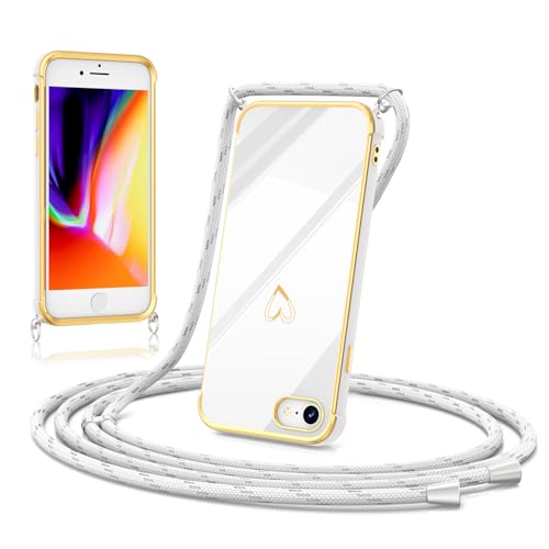 ScandiCasis Handykette Hülle mit Band für iPhone 7/8/SE 2020/SE 2022, Herz Muster Soft TPU Silikon Handyhülle Stoßfest Schutzhülle Protective Phone Case für Mädchen Frauen, Weiß ScandiCasis Handykette Hülle mit Band für iPhone 7/8/SE 2020/SE 2022, Herz Muster Soft TPU Silikon Handyhülle Stoßfest Schutzhülle Protective Phone Case für Mädchen Frauen, Weiß von ScandiCasis