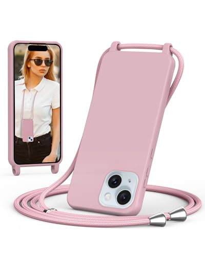 ScandiCasis Handykette für iPhone 14 Plus Hülle mit Band, Handyhülle mit Schnur zum Umhängen, weiche TPU Silikonhülle mit Band [verstellbar] [abnehmbar] Halskettenhülle für iPhone 14 Plus von ScandiCasis